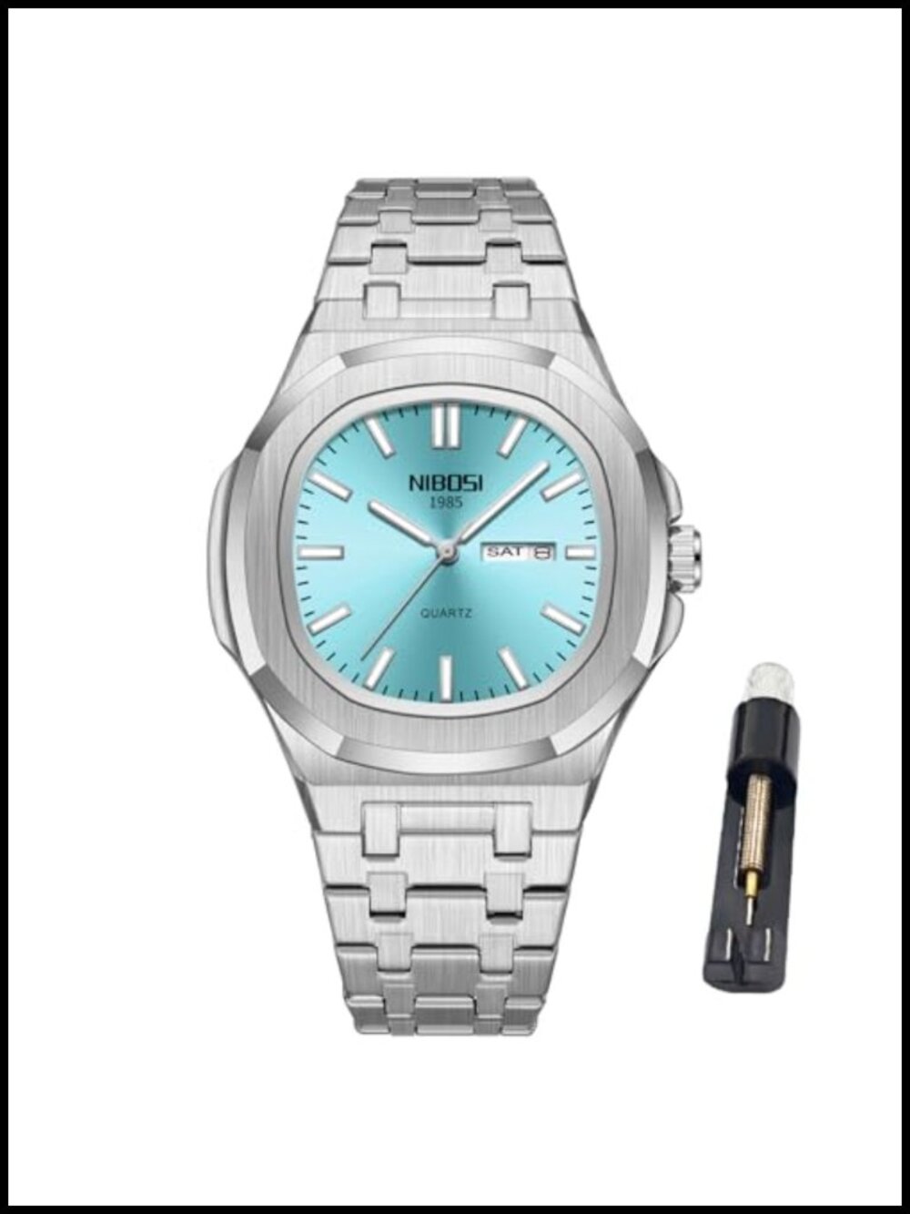 Men's Analog Quartz Watch Big Face Stainless Steel Day Date Business